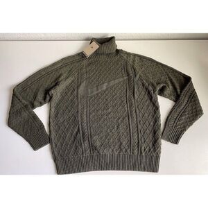 Nike Life Cable Knit Turtleneck Sweater Green FB7770-325 Men's Size M NEW